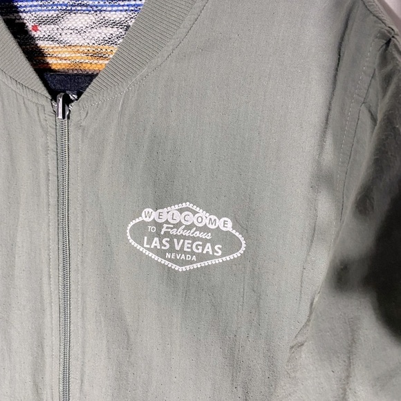 Las Vegas Oversized Sage Green Southwestern Reversible Bomber Jacket M - Picture 4 of 13